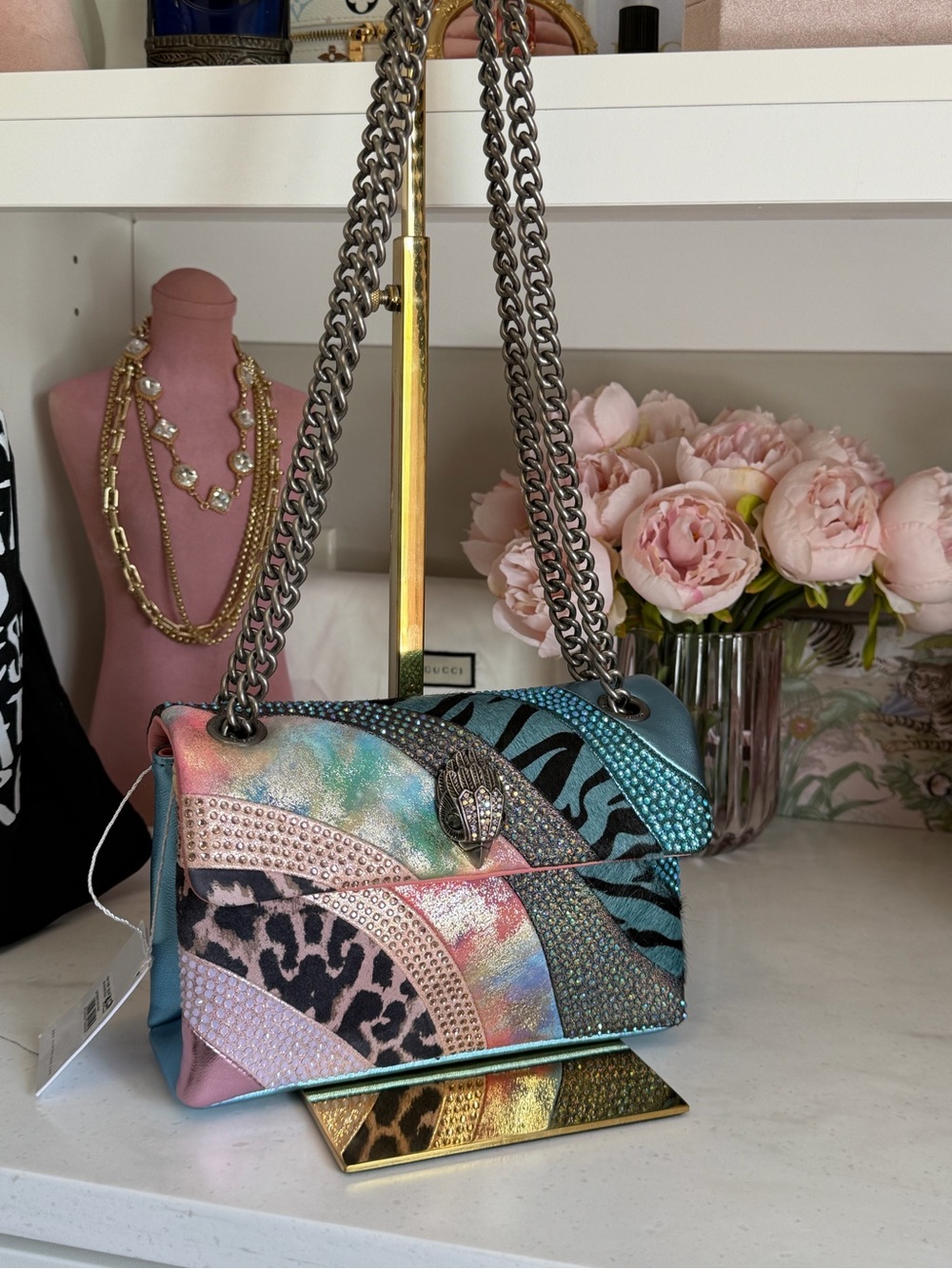 Kurt Geiger Kensington Multicolor Iridescent Animal Print Shoulder Bag - Picture 3 of 14